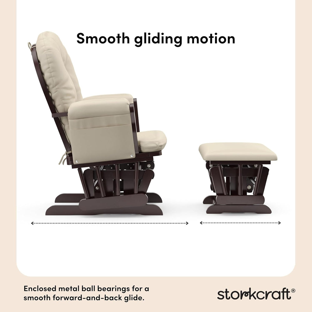 Storkcraft Premium Hoop Glider & Ottoman, Espresso with Beige