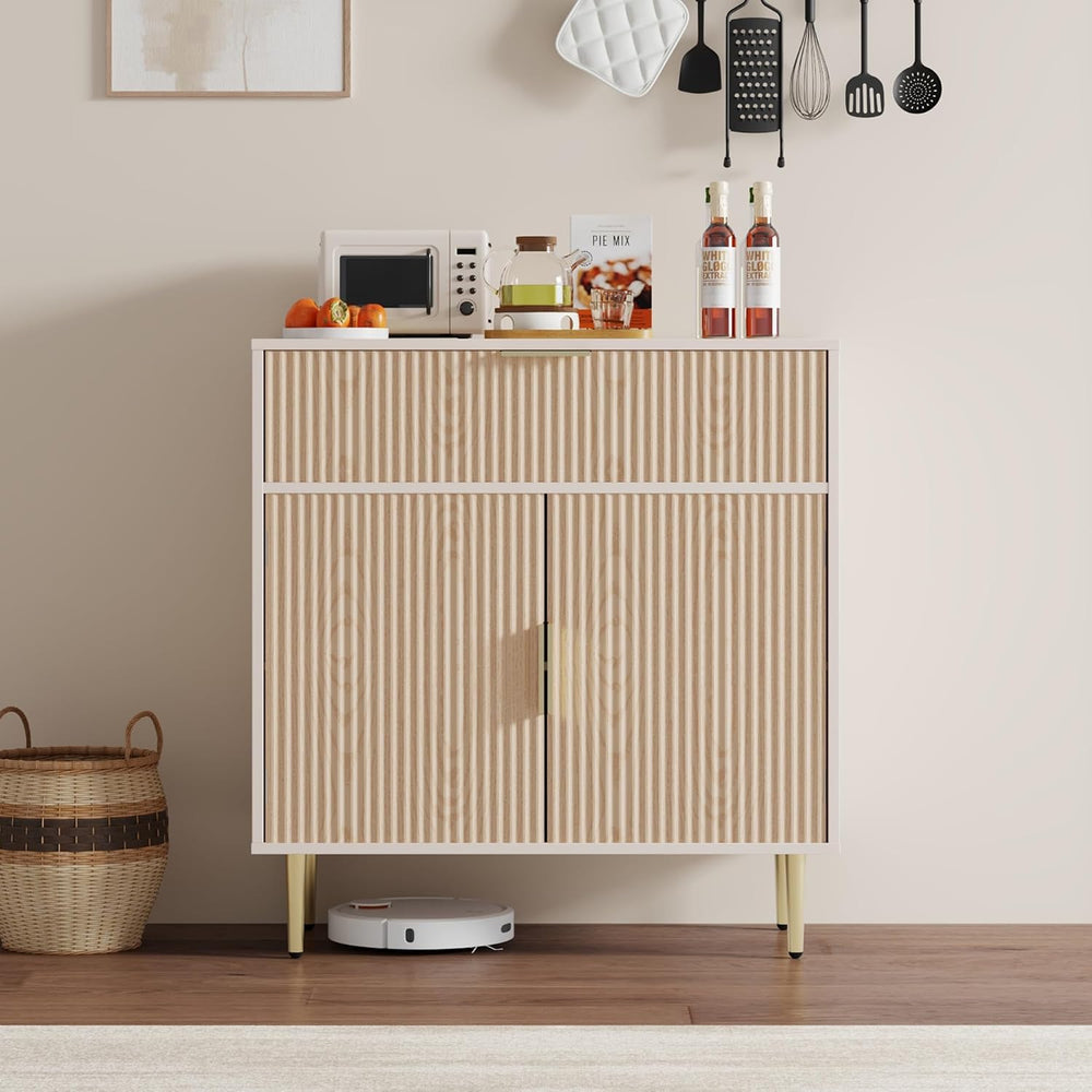 Housoul Sideboard Buffet Cabinet with 2 Doors and Large Drawer, Oak