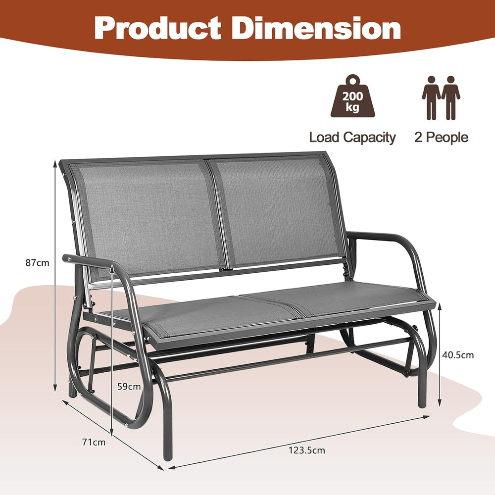 Tangkula 2 Person Patio Glider, Outdoor Swing Bench, Rocker Glider Loveseat C...
