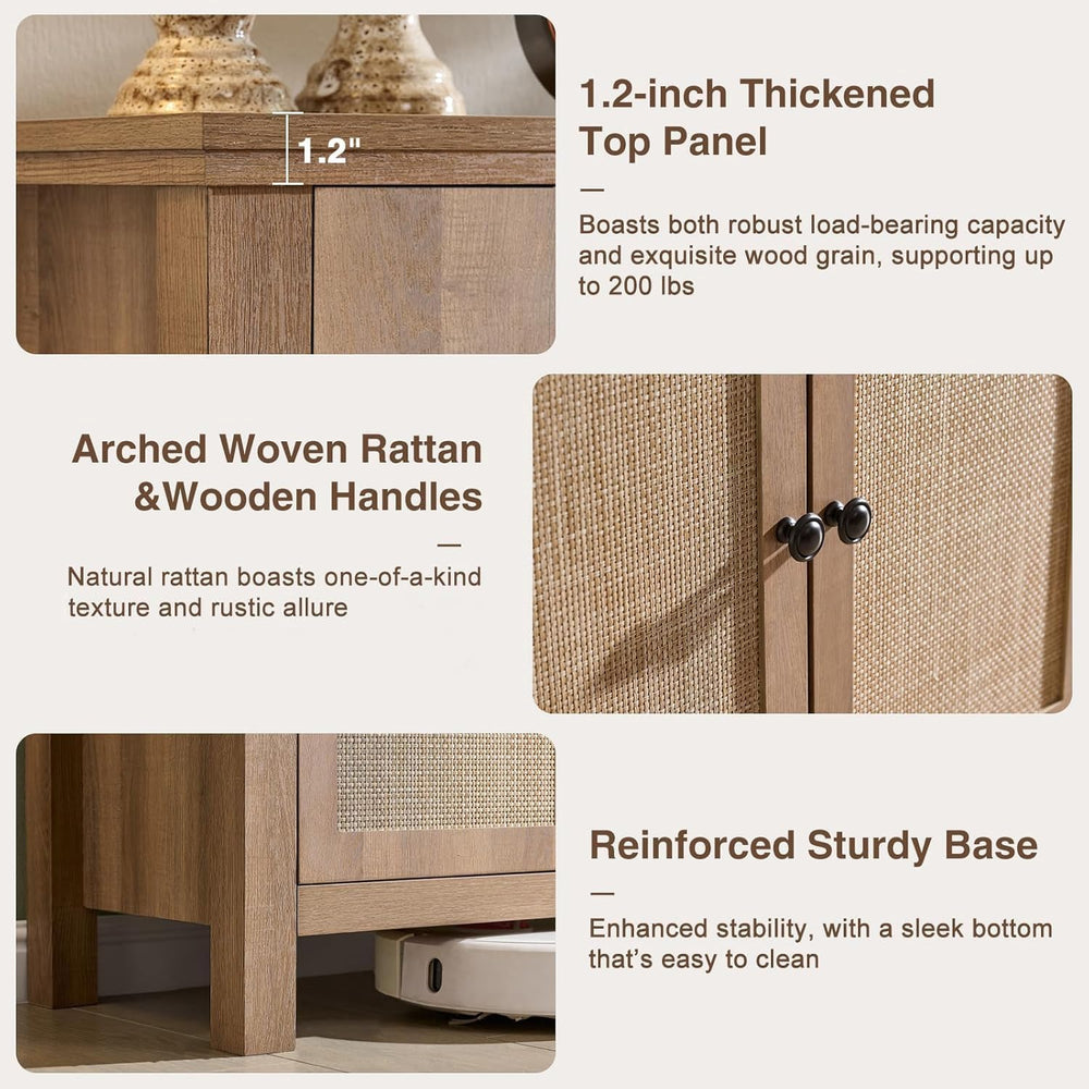 Okvnbjk 60" Rattan Sideboard Buffet Cabinet with Storage
