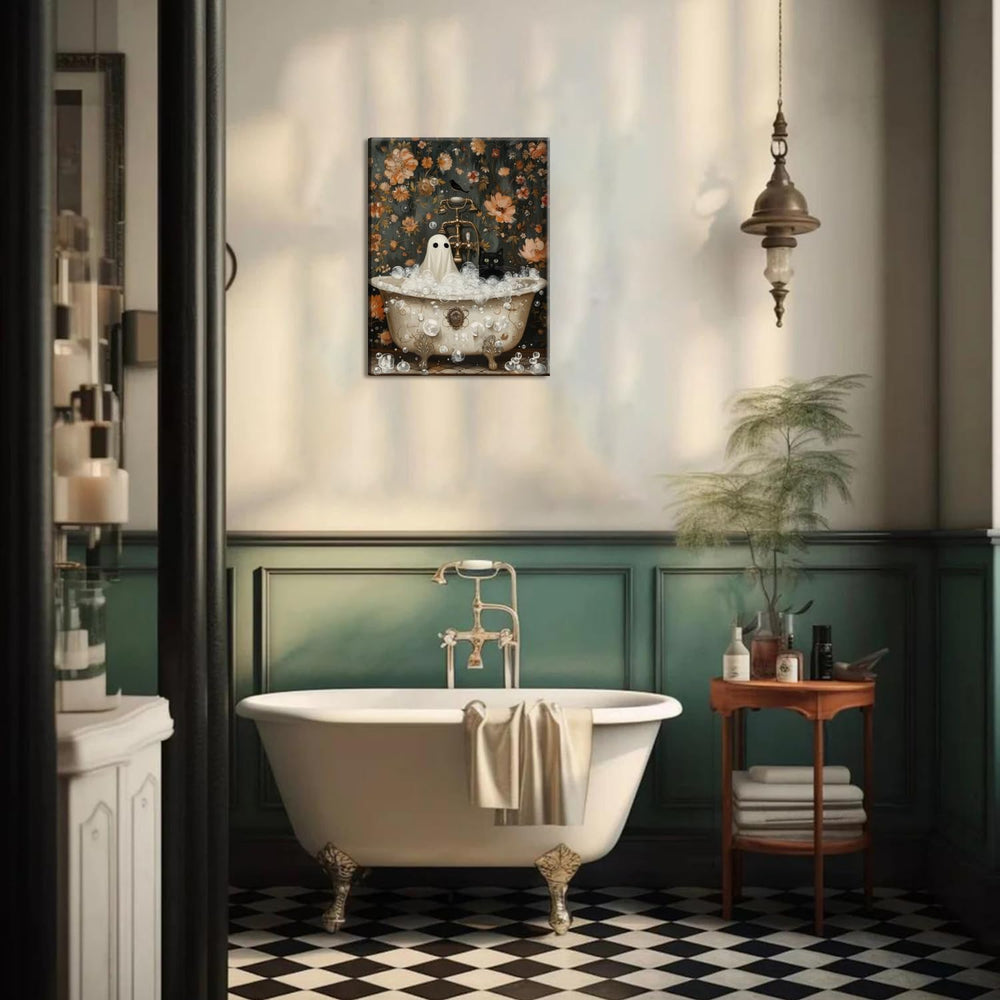 Halloween Ghost Bathroom Wall Art Set of 3, Funny Gothic Wall Decor Dark Acad...