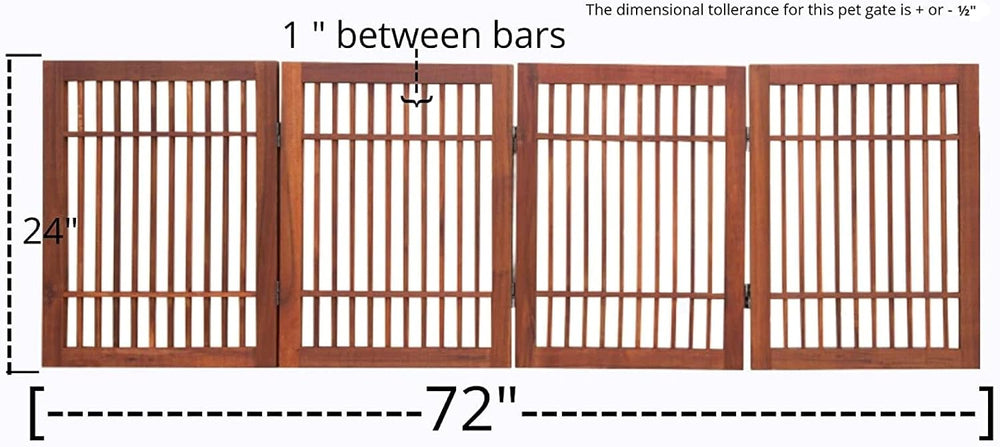 Urnporium Freestanding Wooden Dog Gate Foldable Indoor Pet Gate No Drill Expa...