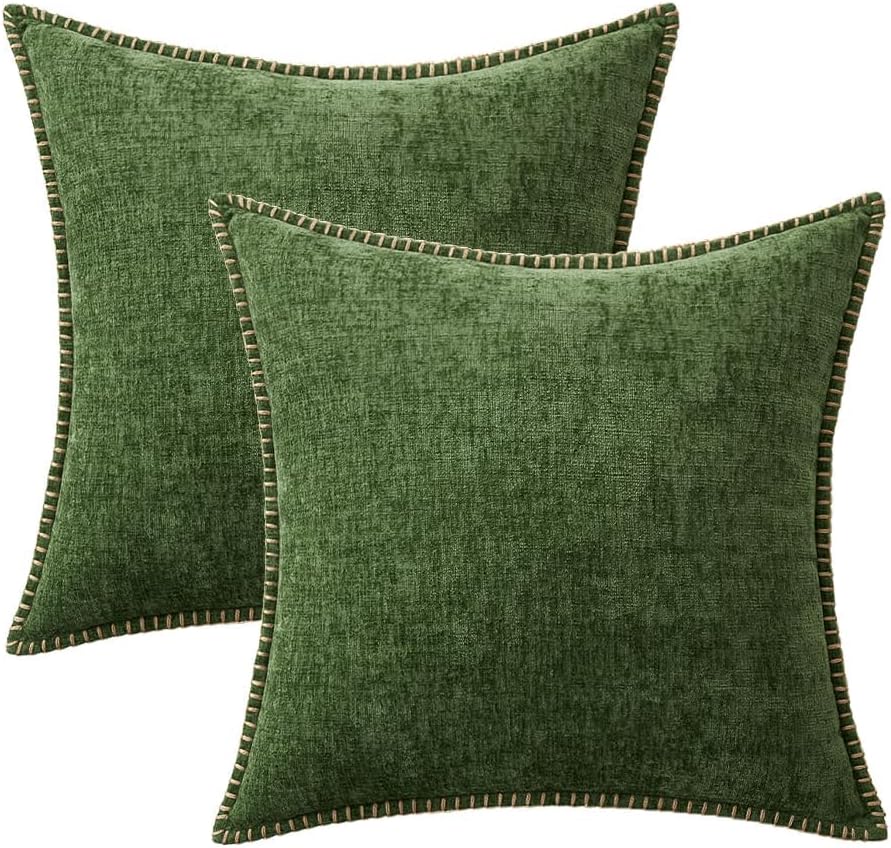 MIULEE Christmas Decorative Euro Sham Pillow Covers 24x24 Inch Forest Green