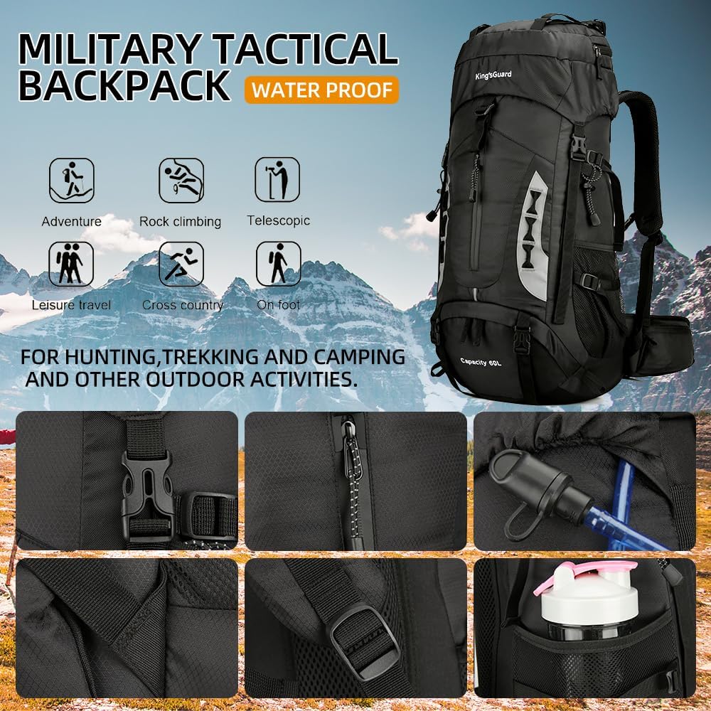 King'sGuard 60L Hiking Backpack for Men and Women Lightweight Camping Hik...