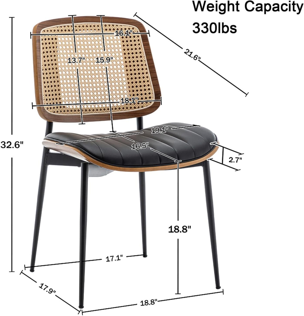 LUNLING Dining Chairs Set of 2 Mid Century Modern Retro Faux Leather Kitchen ...