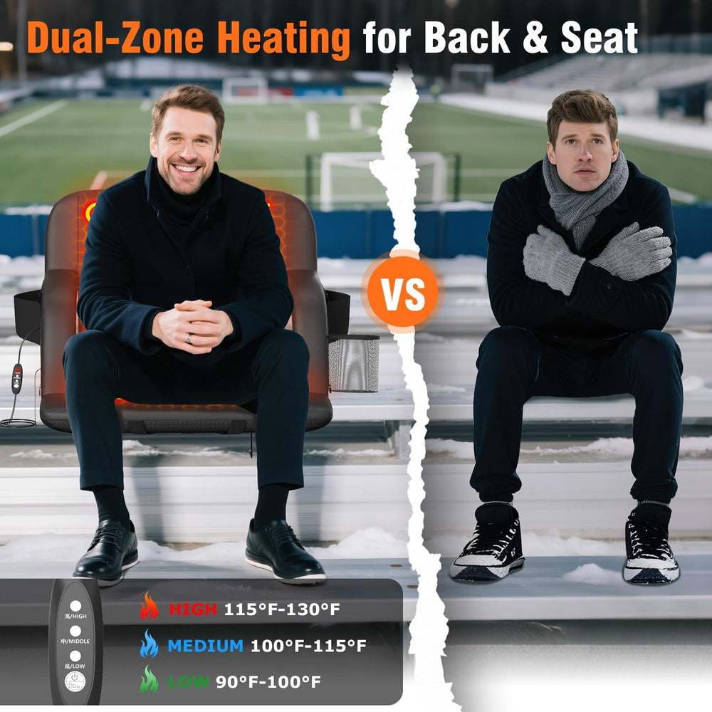 Suteck Heated Stadium Seats for Bleachers 2-Pack, 23" Wide with USB Heat