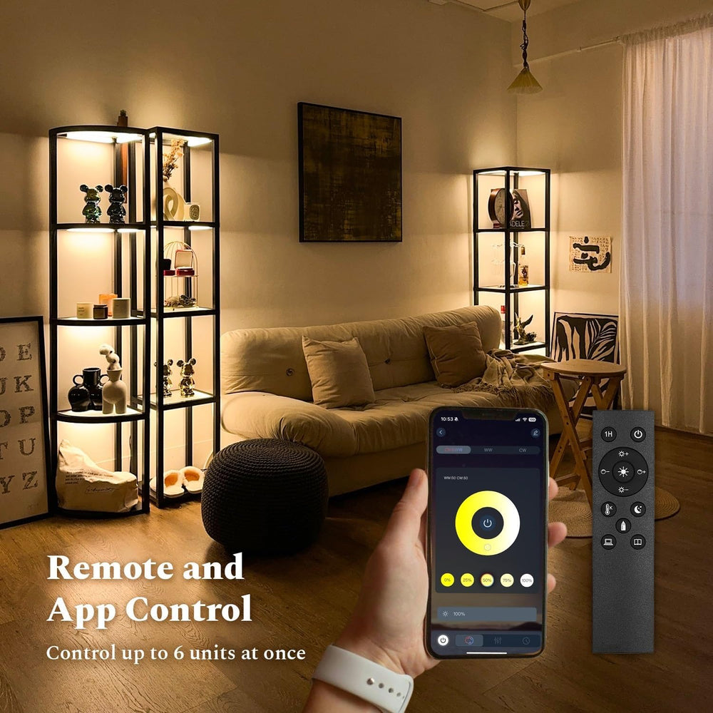 Large Glass Display Shelf with Remote/APP Control, Curio Cabinet for Collecti...