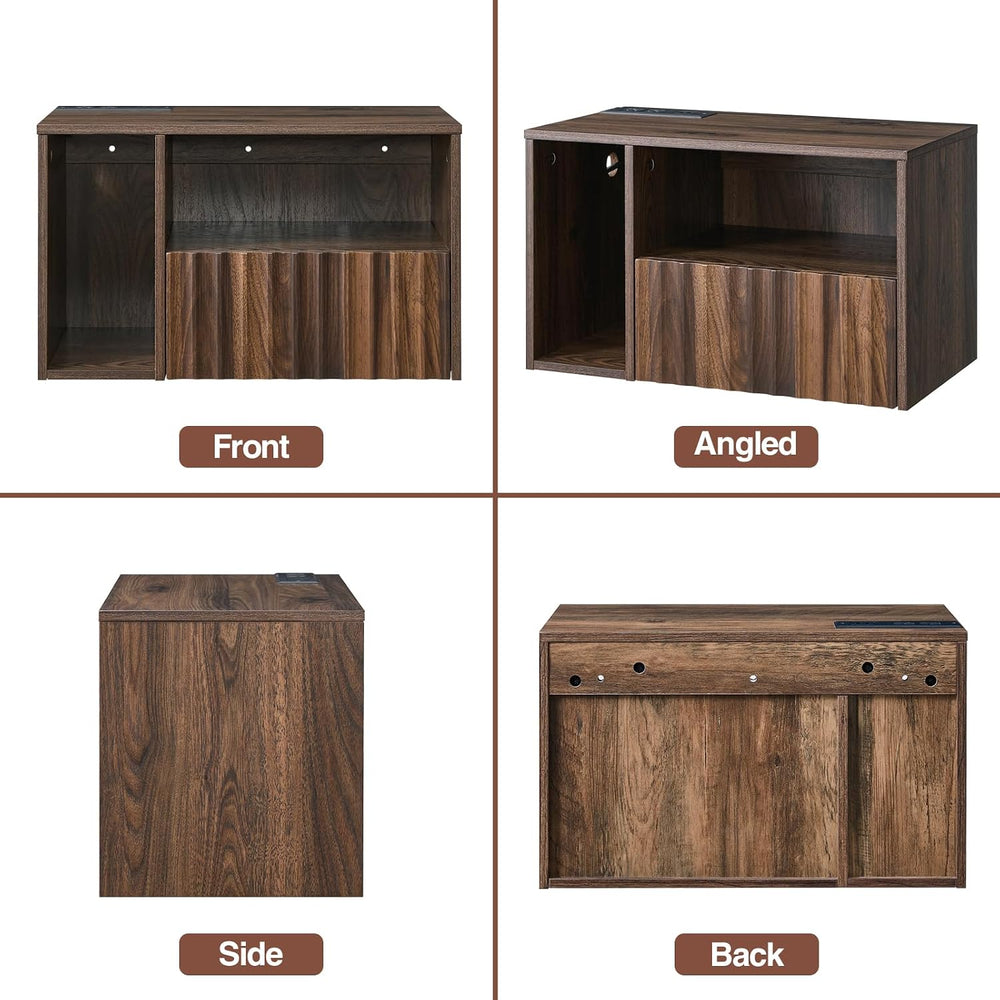BuildHom Floating Nightstand Set of 2 with Charging Station, Walnut