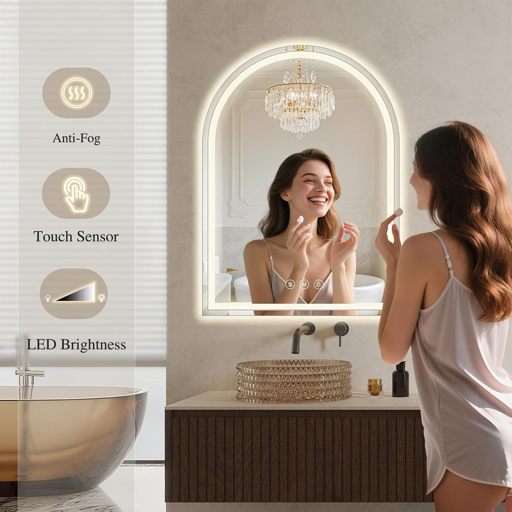 Arched LED Bathroom Mirrors with Lights 30"x40" Anti-Fog,LED Mirror...