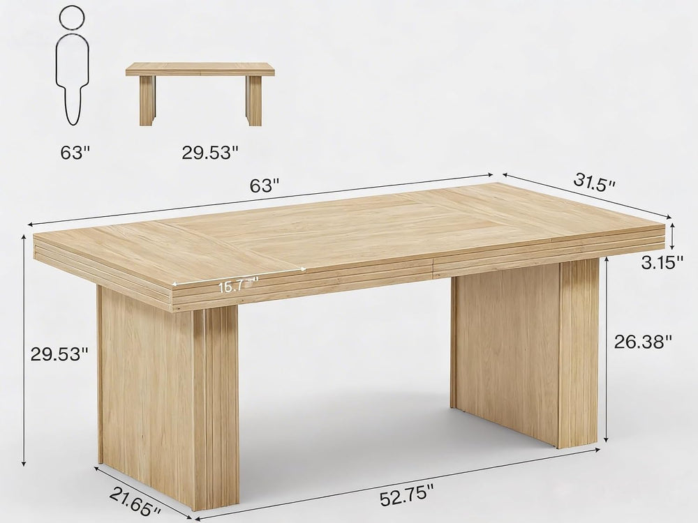 Tribesigns Modern Office Desk, Home Office Table with Wide Fluted Legs, Moder...