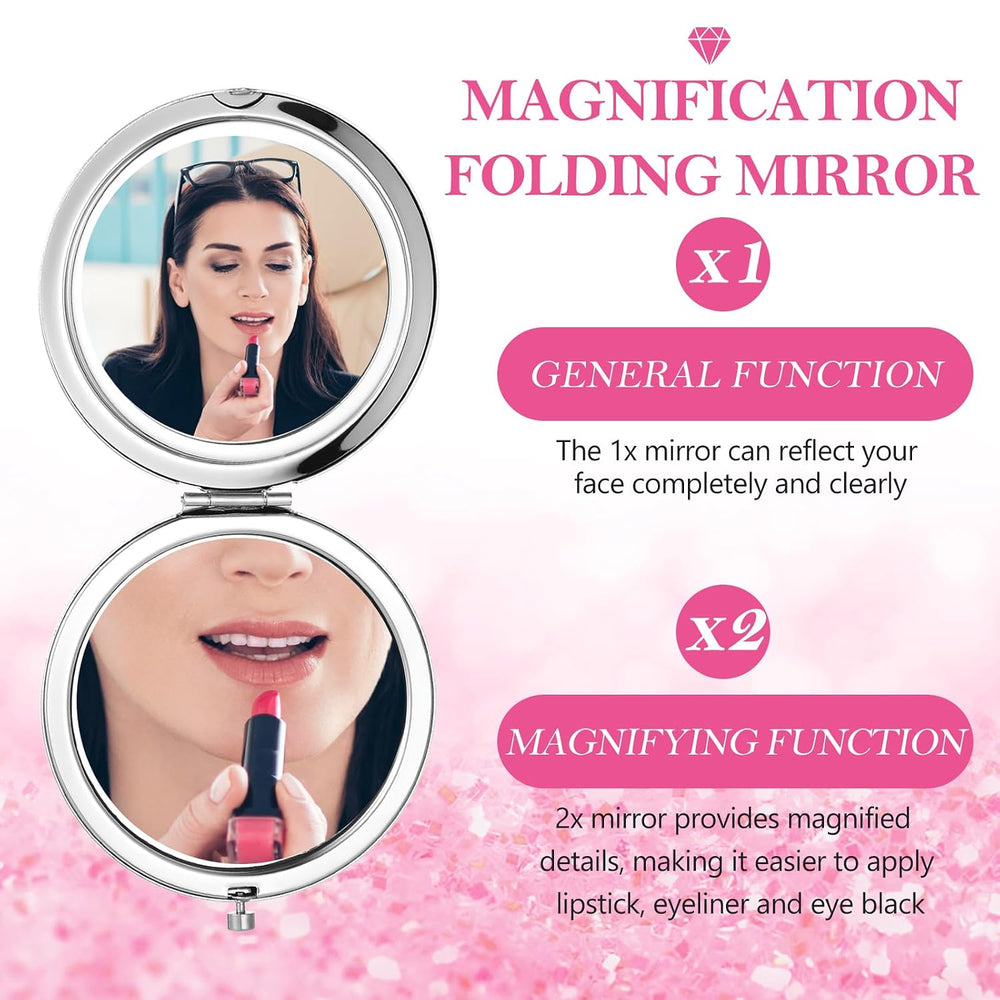 Maitys 16 Pcs Pink Compact Mirror Bulk for Purse Cosmetic Folding 2.75 Inch