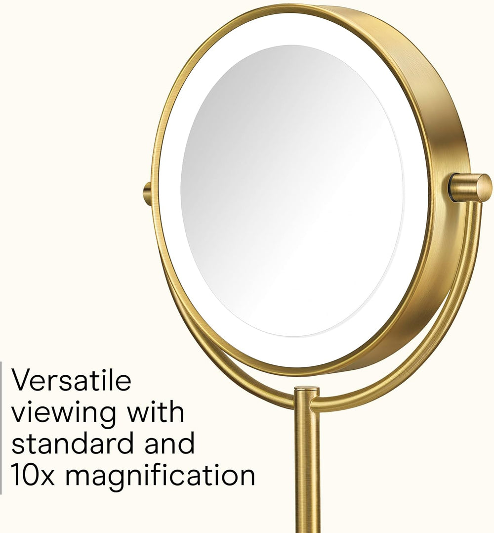 Conair LED Vanity Mirror, Double-Sided, 10x Maginification, Brushed Brass