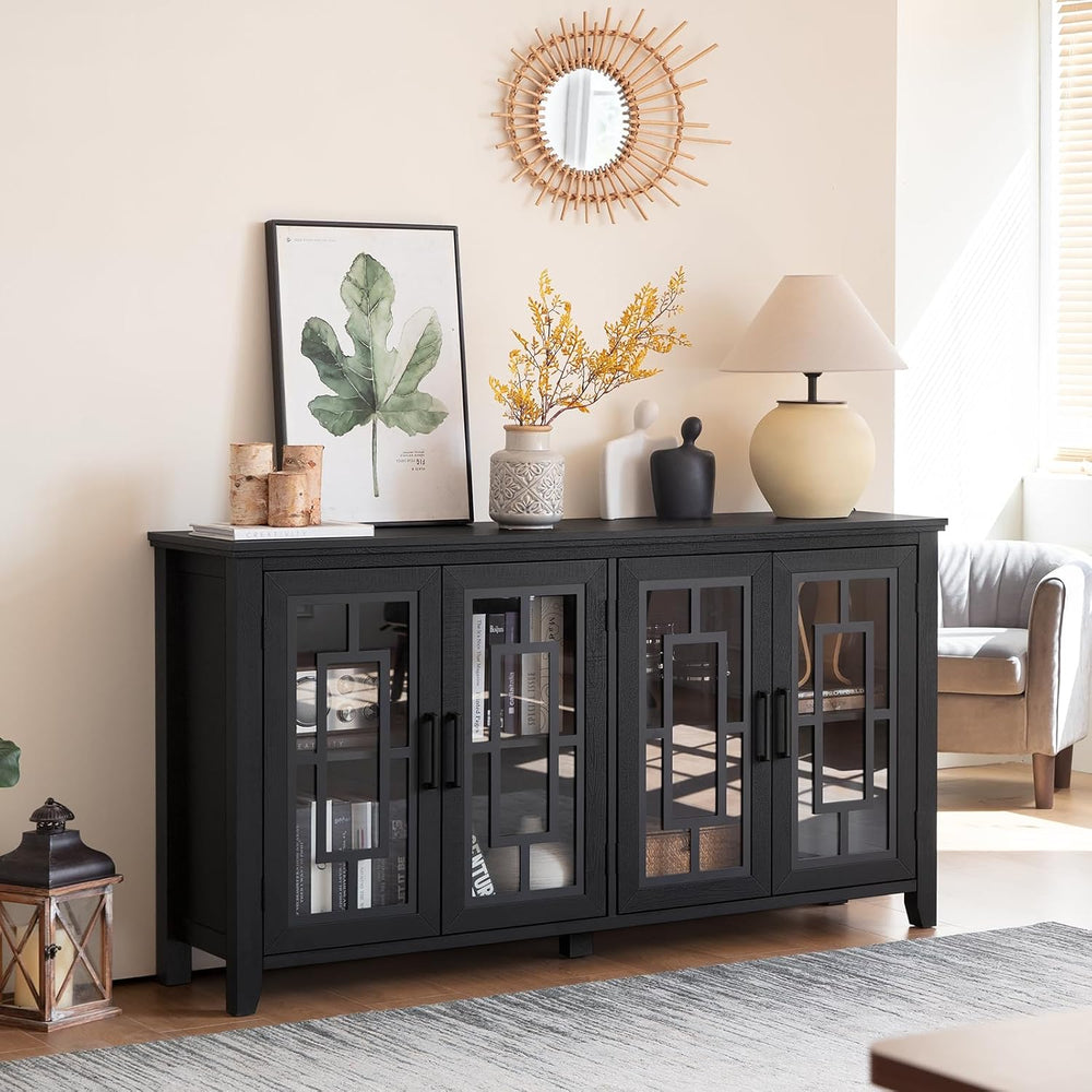 Joaxswe 63" Farmhouse Large Sideboard Buffet Cabinet with Storage, Black