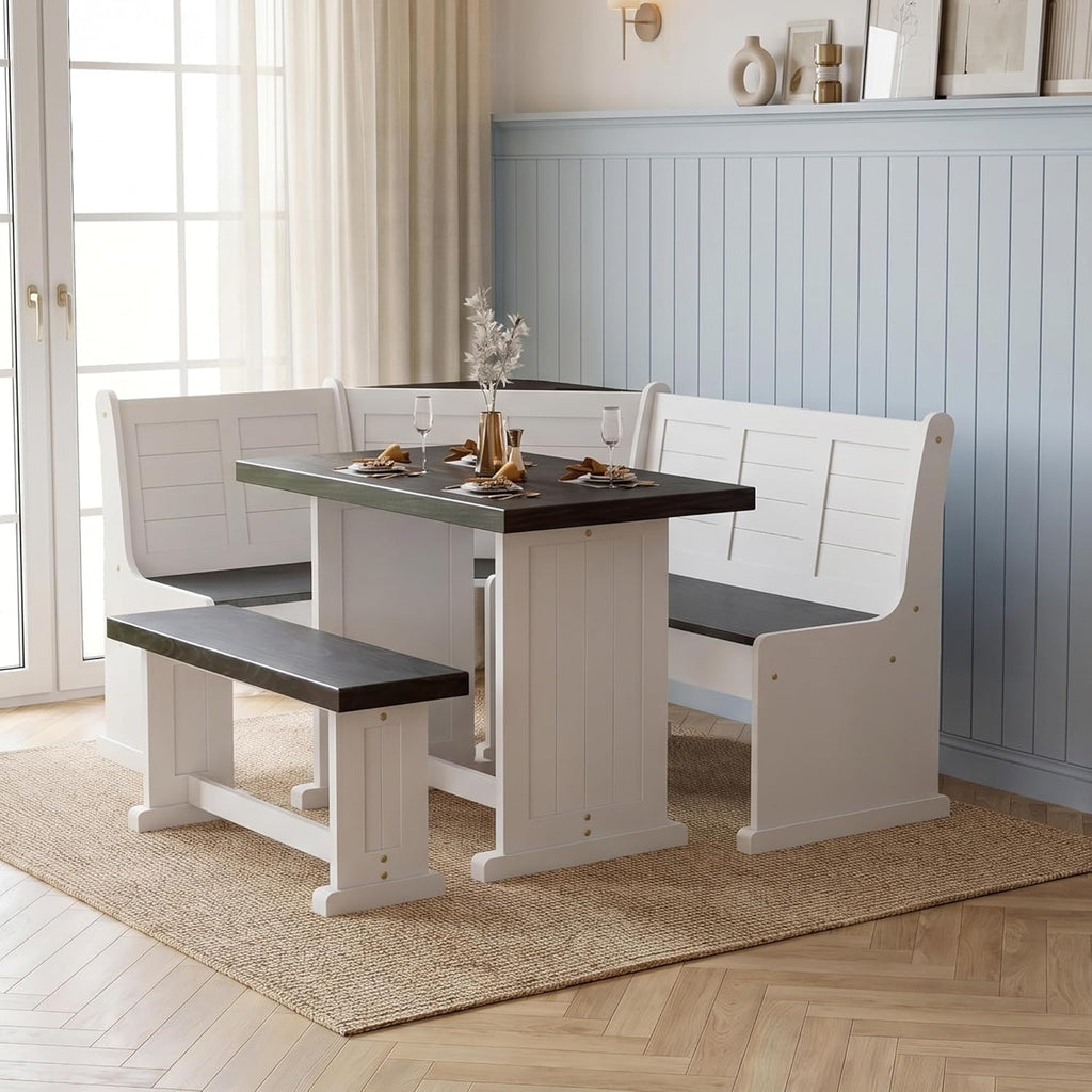 ENOR Breakfast Nook Table Set,Kitchen Corner Table Set for Dining Room