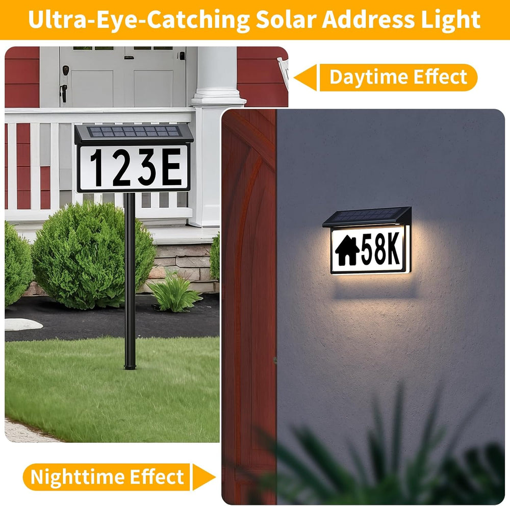 Solar Address Sign, Lighted House Numbers for Outside Waterproof