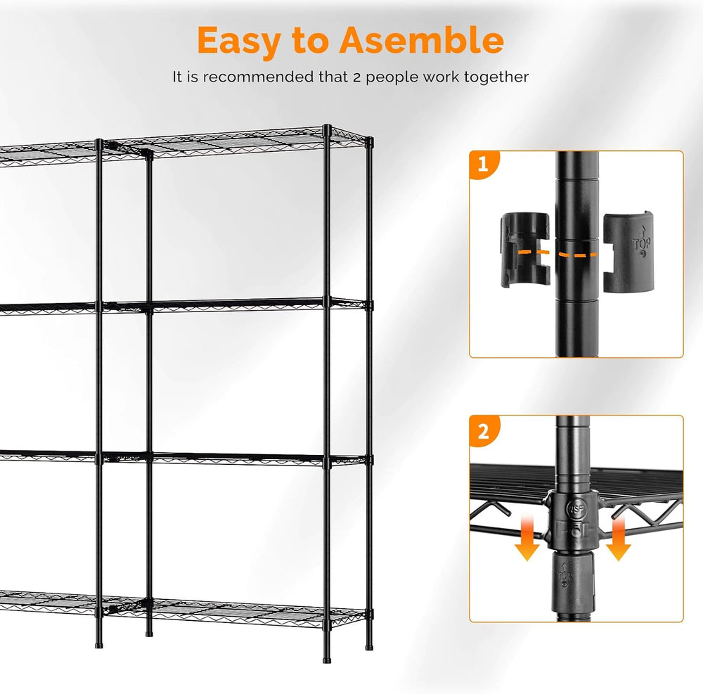 VINGLI 58" W Storage Shelves 1220LBS Heavy Duty Metal Shelving, Upgraded...