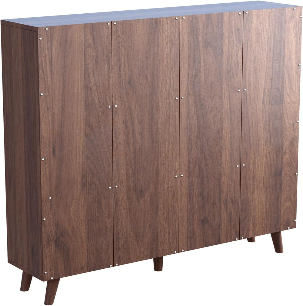 OSCHF 11-Cube Bookcase with Doors, 3-Tier Storage Cabient, Walnut