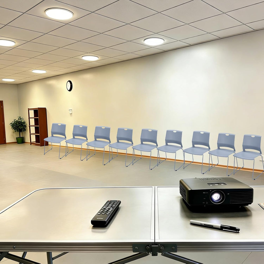 Grey Stackable Chairs Set of 4 for Break Conference Room Church Lobby