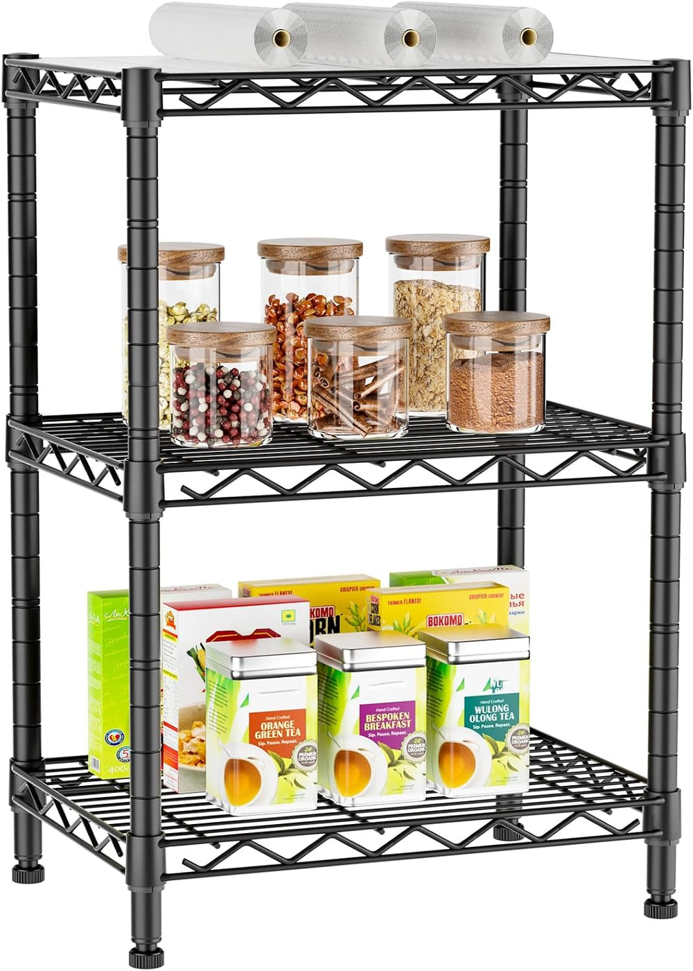 Golpart 3Tier Adjustable Storage Shelves Metal Wire Shelving Standing Shelf