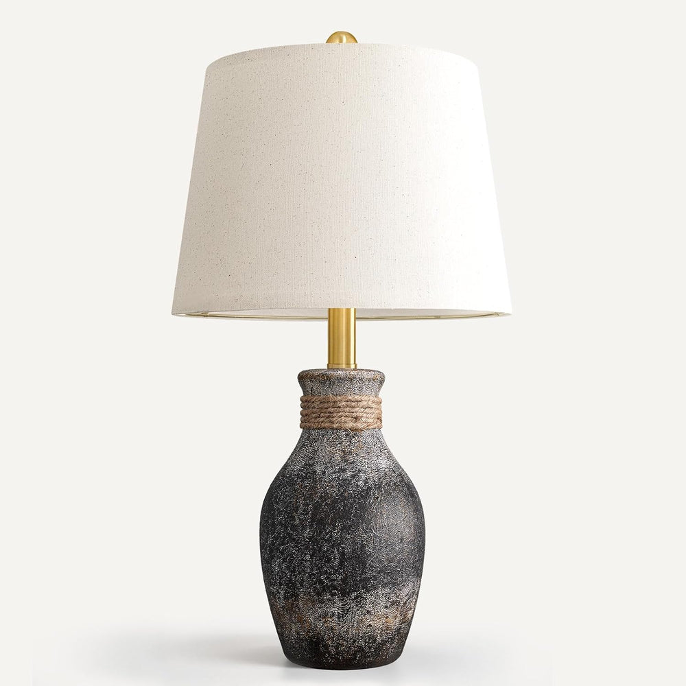 USumkky 22.5" Vintage Ceramic Table Lamp Farmhouse Bedside Lamp Rustic Grey