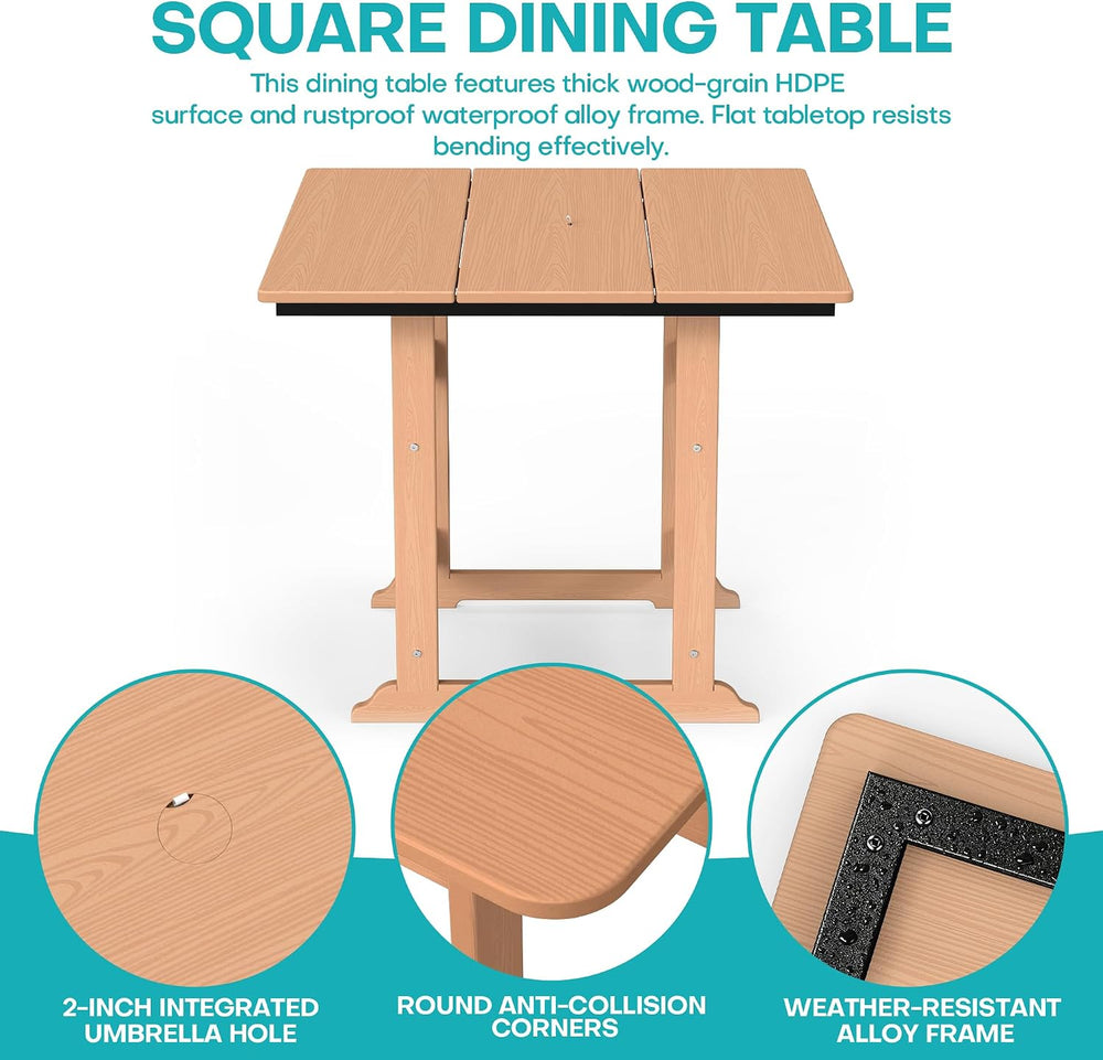 HDPE Outdoor Dining Set, Patio Dining Set of 5, Cedar