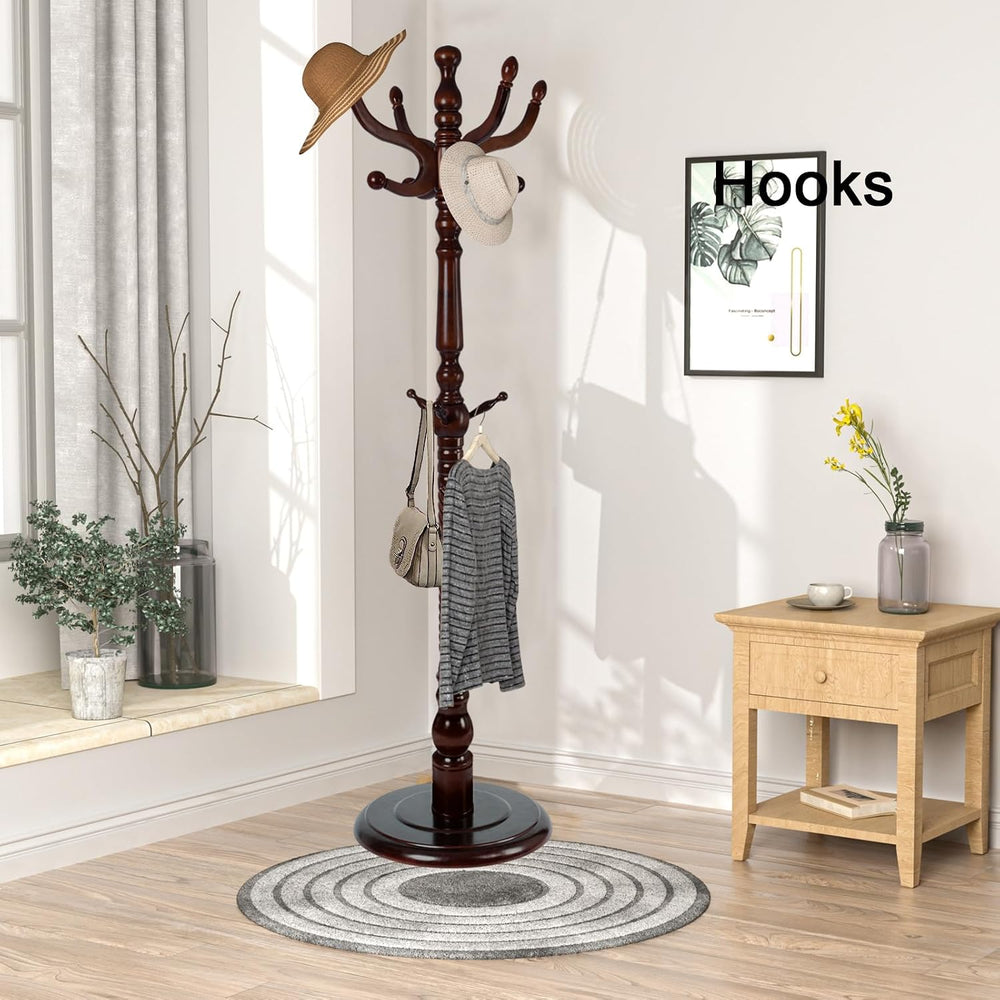 Wooden Coat rack freestanding, Coat racks stand with 11 Hook, Heavy duty coat...