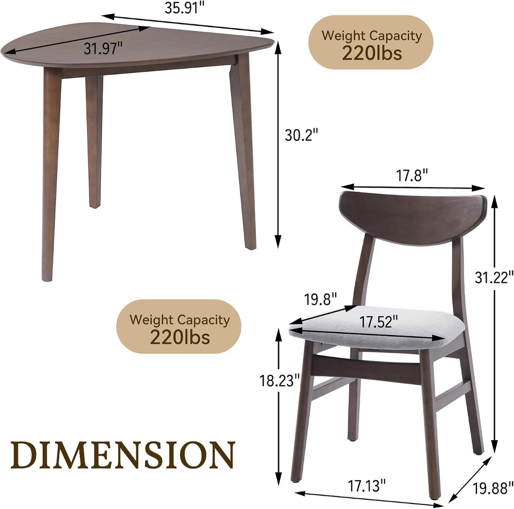 P PURLOVE Modern 3 Piece Table Set, Wood Triangular Table (Brown and Grey)