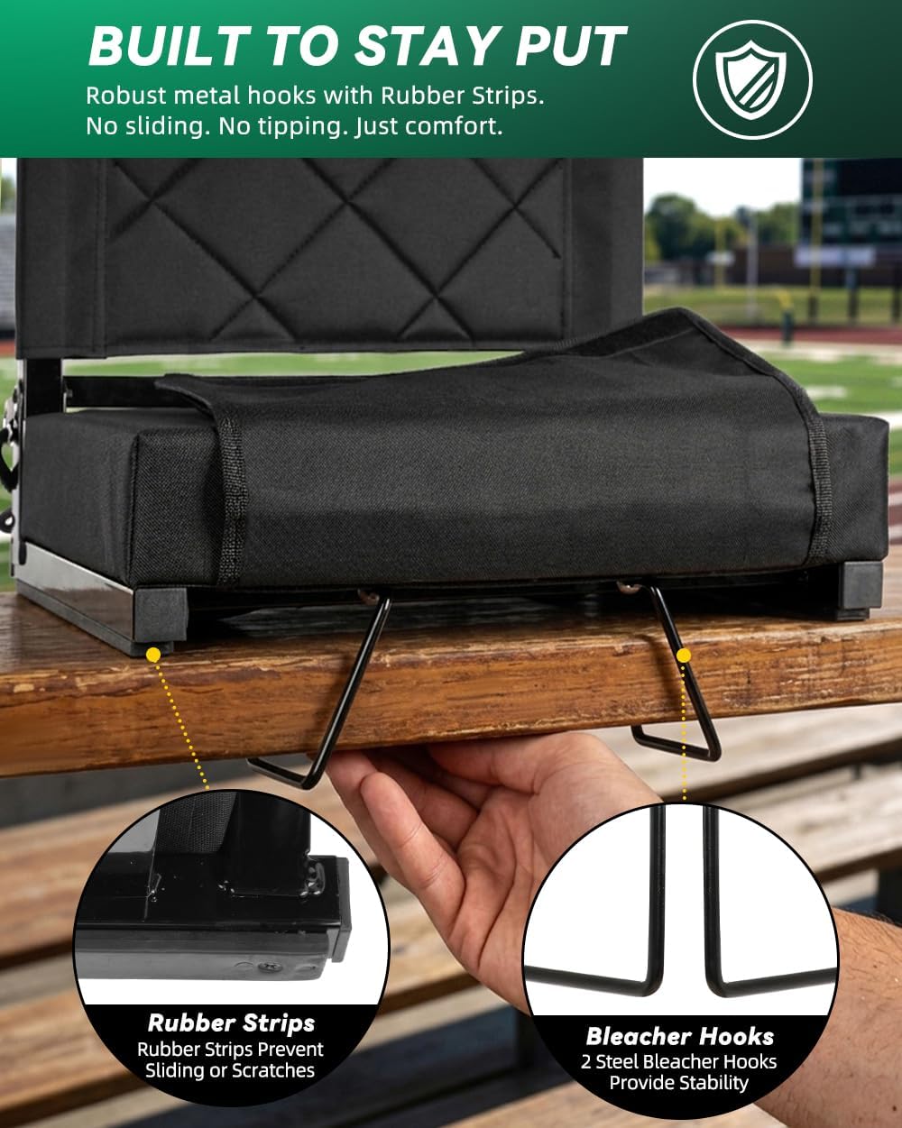 LWWTBS Stadium Seat with Back Support Bleacher Chair with Back - Extra Thick ...