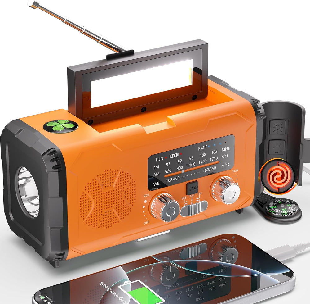 Emergency Weather Radio NOAA AM FM with 10000mAh Power Bank & Fire Starte...