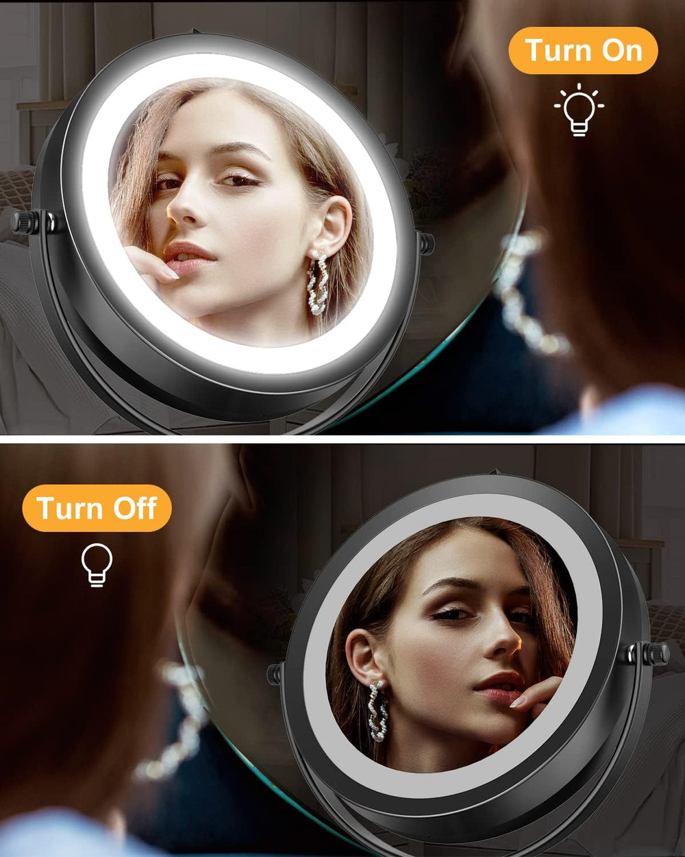 Gospire 7" Lighted Makeup Mirror with Magnification 10X/1X Double Sided