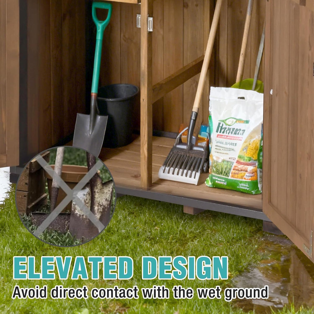 Outdoor Storage Cabinet,Garden Shed with Metal Frame Adjustable Shelves
