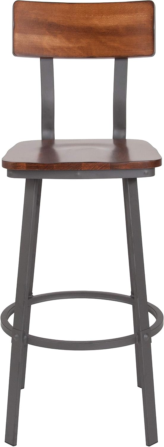 Flash Furniture Wood Restaurant Barstool, Rustic Walnut