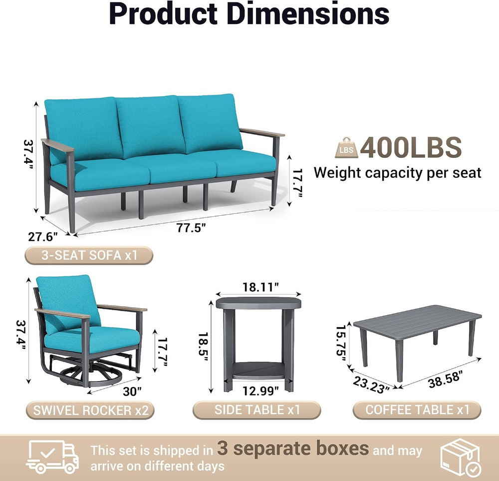 Aluminum Outdoor Patio Furniture Set with 5.1-Inch Cushions