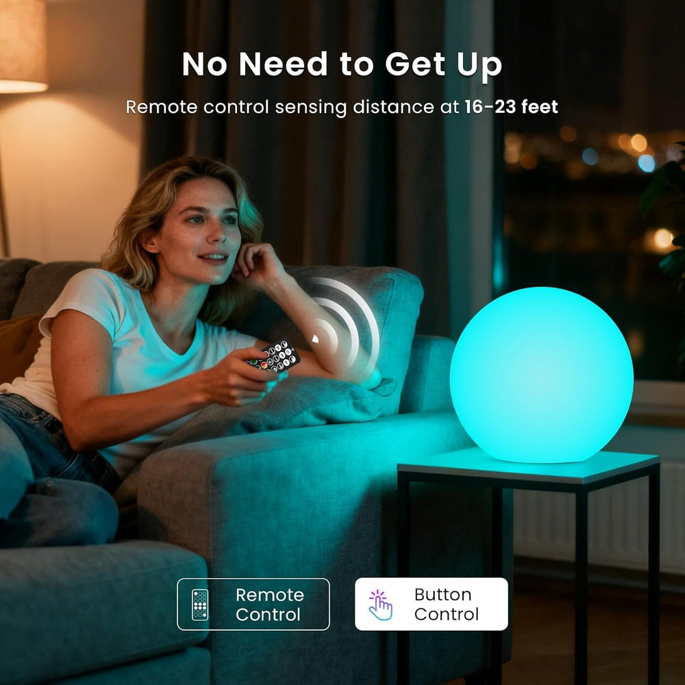 LOFTEK 8-inch LED Ball Light, Rechargeable RGB Glowing Globe Lamp, Hangable