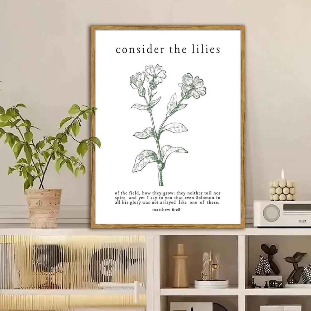 Framed Christian Wall Art Set – Matthew 6:26 “Look at the Birds” & “Consi...