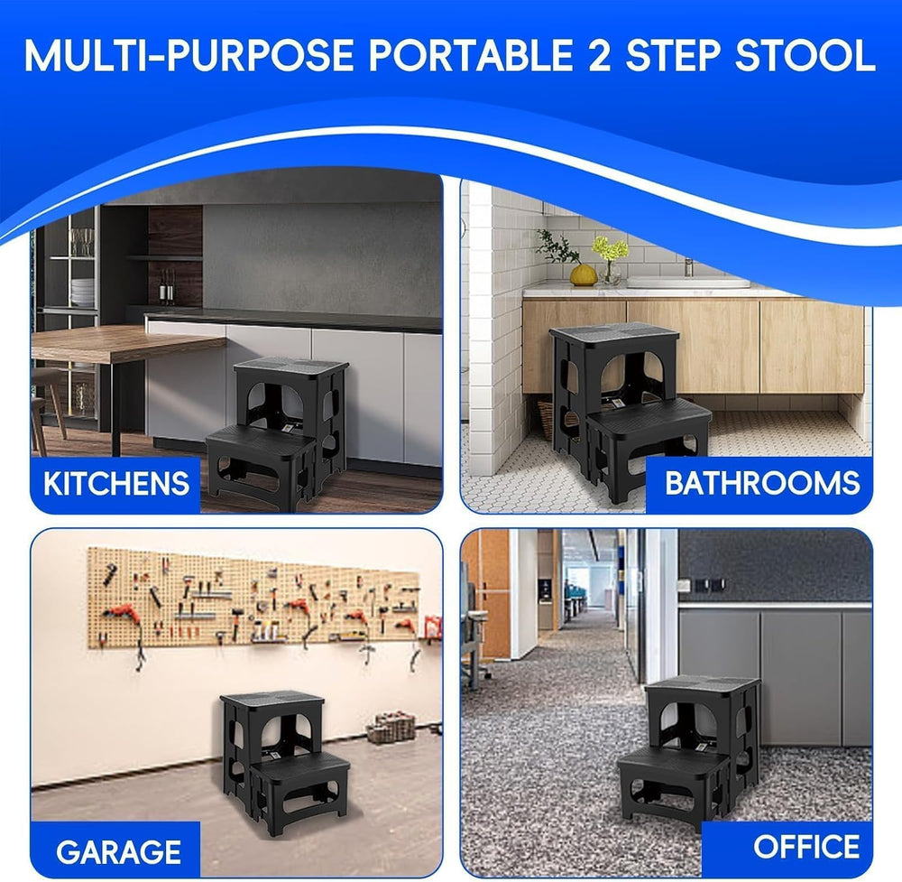 Collapsible 2-Step Stool, 8x17inch Non-Slip Hot Tub Steps Outdoor