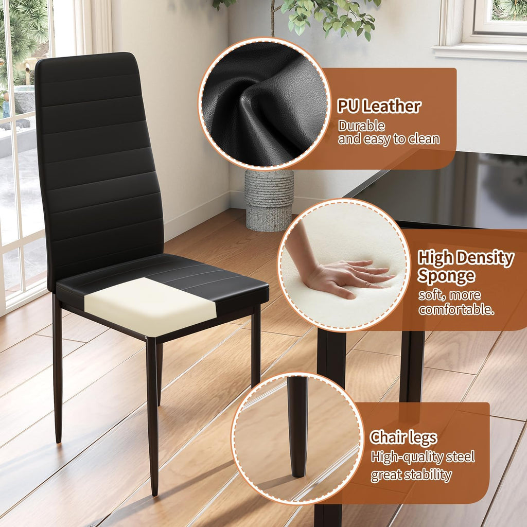 fdw | 5-piece dining table set | black showing dimensions