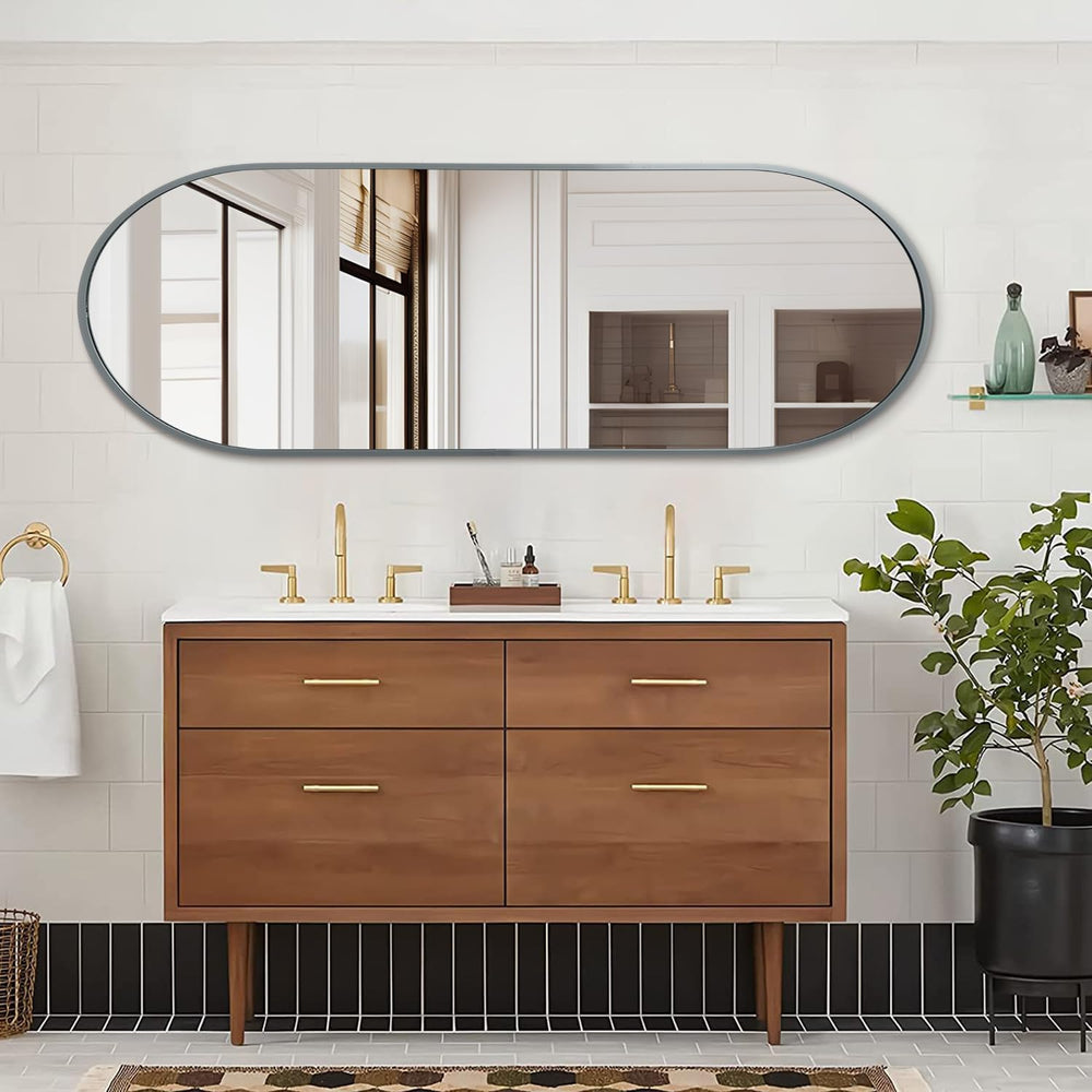 Bathroom Wall Mirror Full Length Metal Aluminum Framed Floor Mirror 48"x...