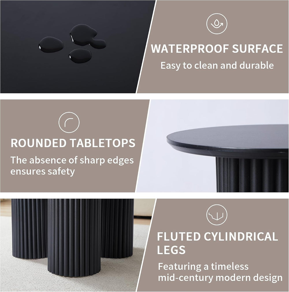 Bifins Black Round Nesting Coffee Table Set of 3