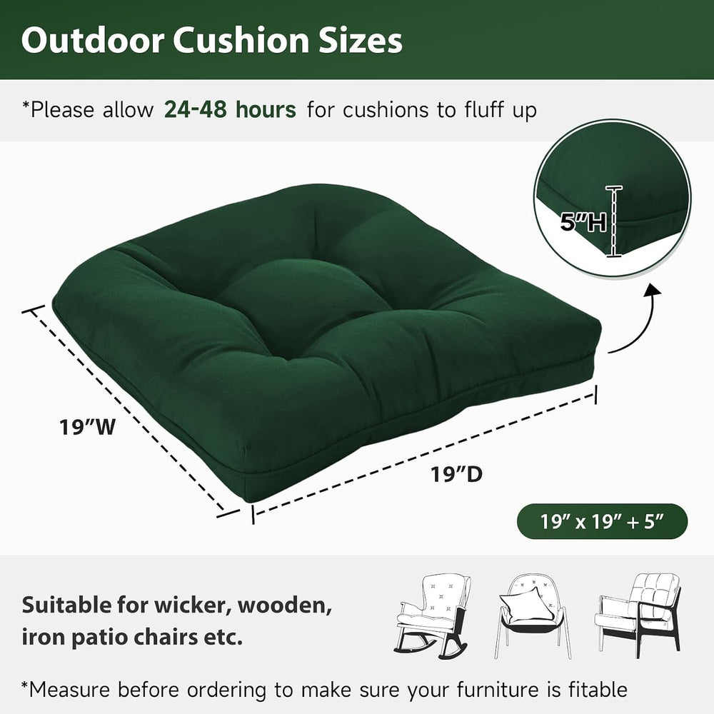 19x19 Outdoor Chair Cushions Set of 4, Tufted Wicker Patio Furniture Cushions...