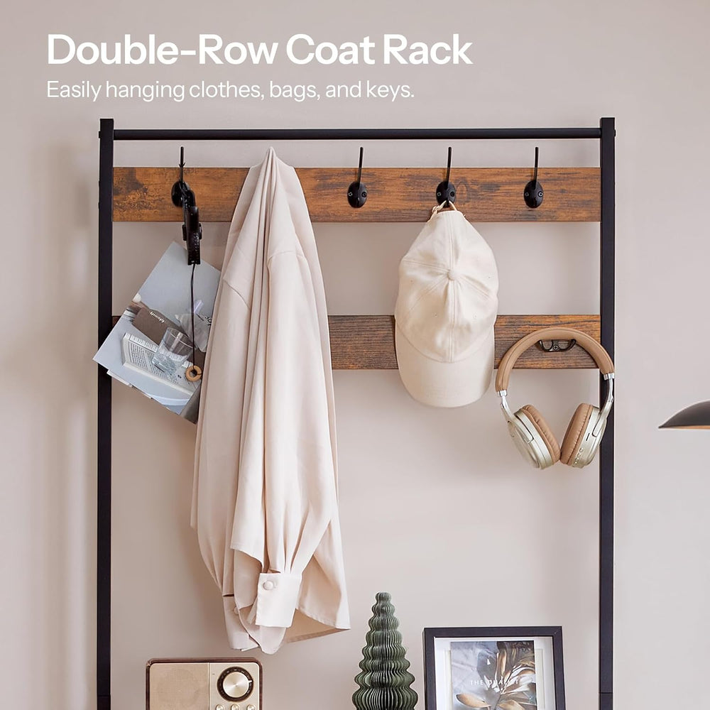 HOOBRO Hall Tree with Bench, Narrow Shoe Rack with Coat Rack, Coat Rack with ...