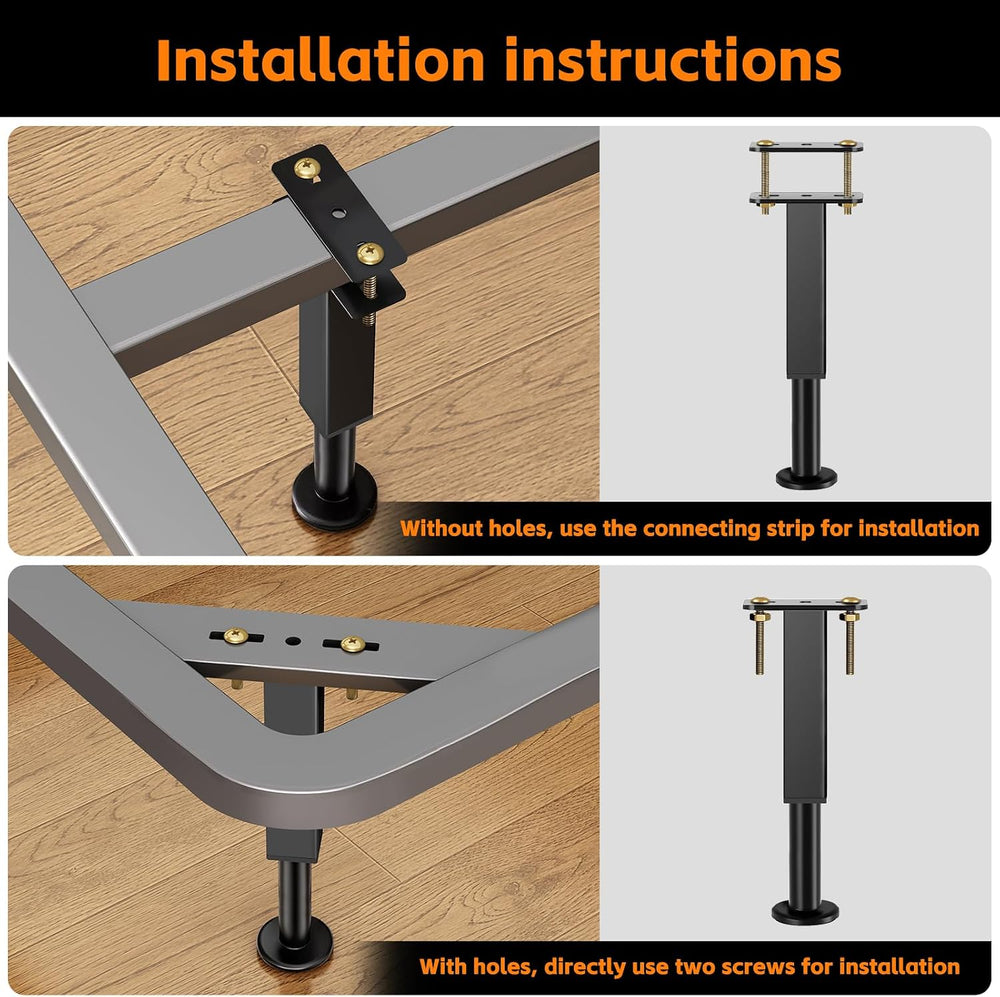 NESAPTO 4PCS Adjustable Height Bed Support Legs, 7.3-11 in Metal Bed Risers
