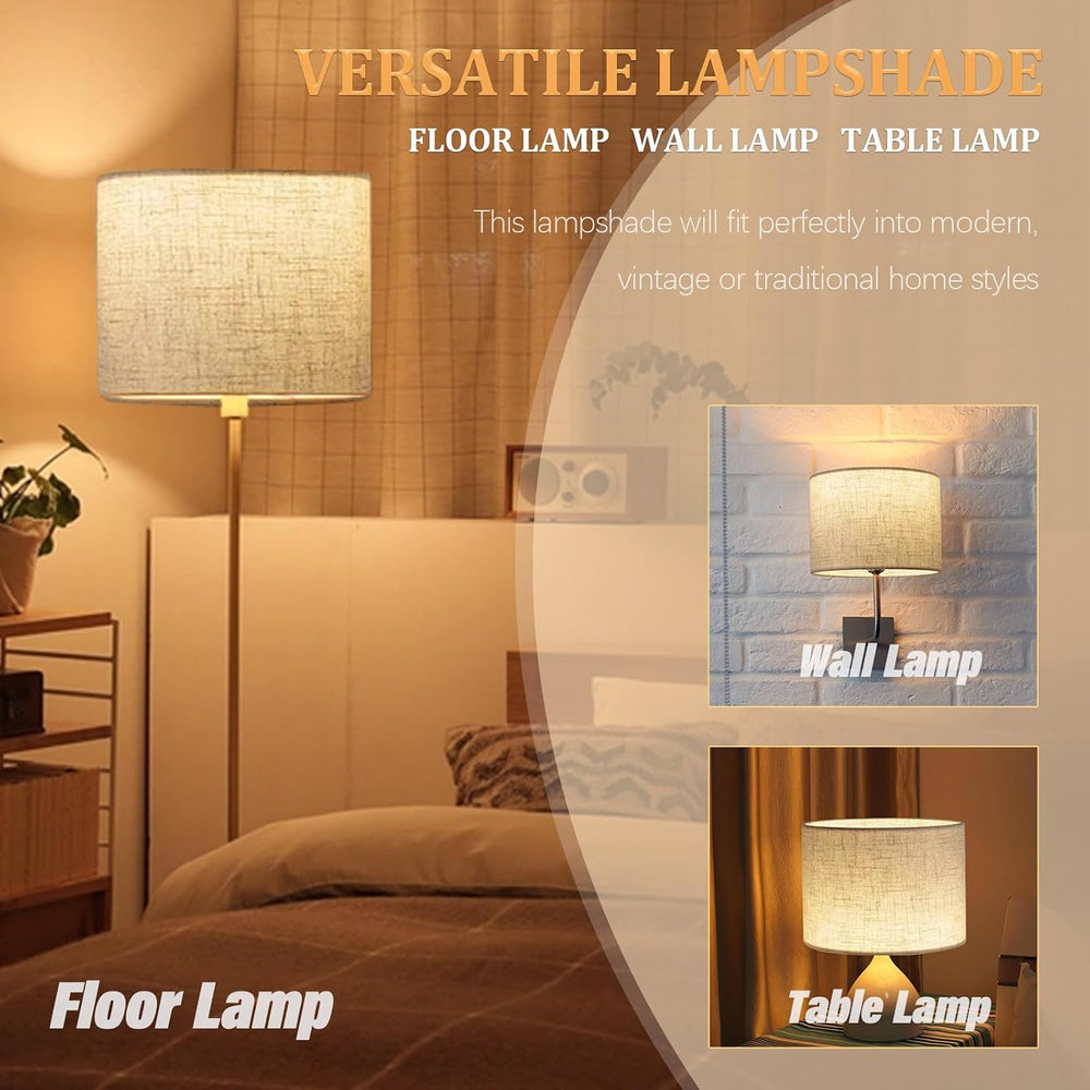 Beige Lamp Shades Set of 4 for Table Lamps, Drum Lampshades for Floor Lamps, ...