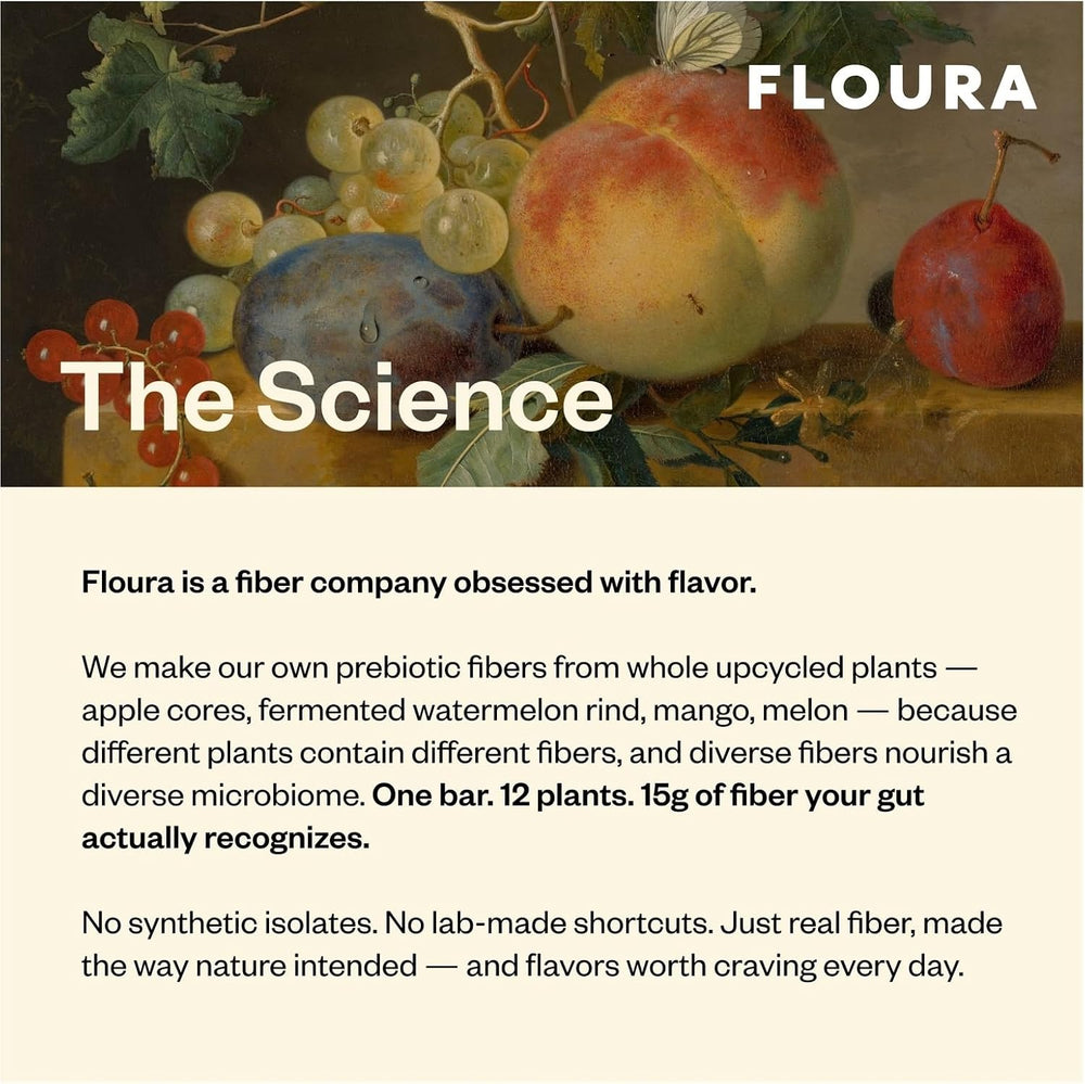 Floura Raspberry Rose Fiber Bars – 15g Diverse Fiber, 12 Plants (12 Pack)