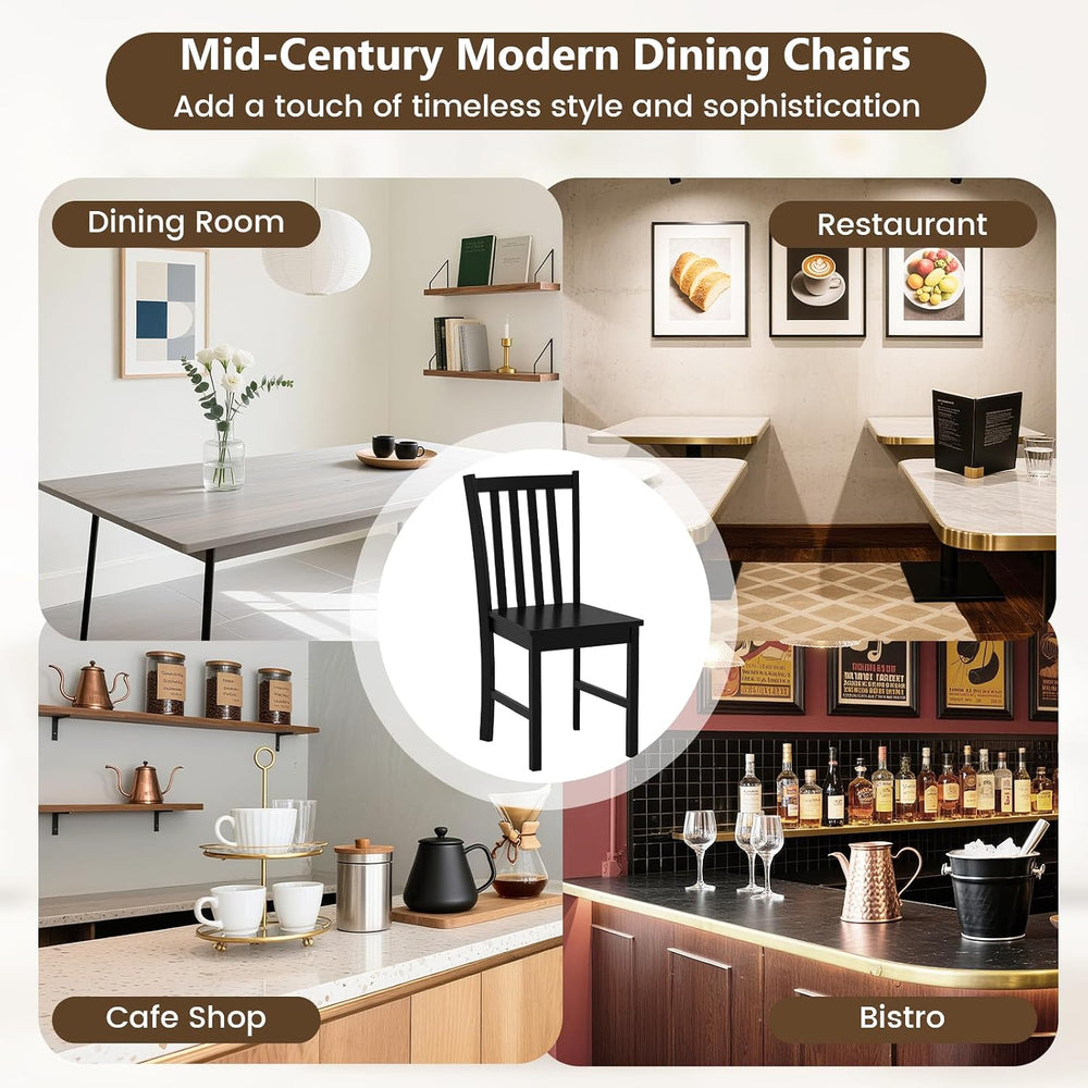 GIANTEX Black Dining Chairs Set of 4, Solid Rubber Wood Kitchen Chairs