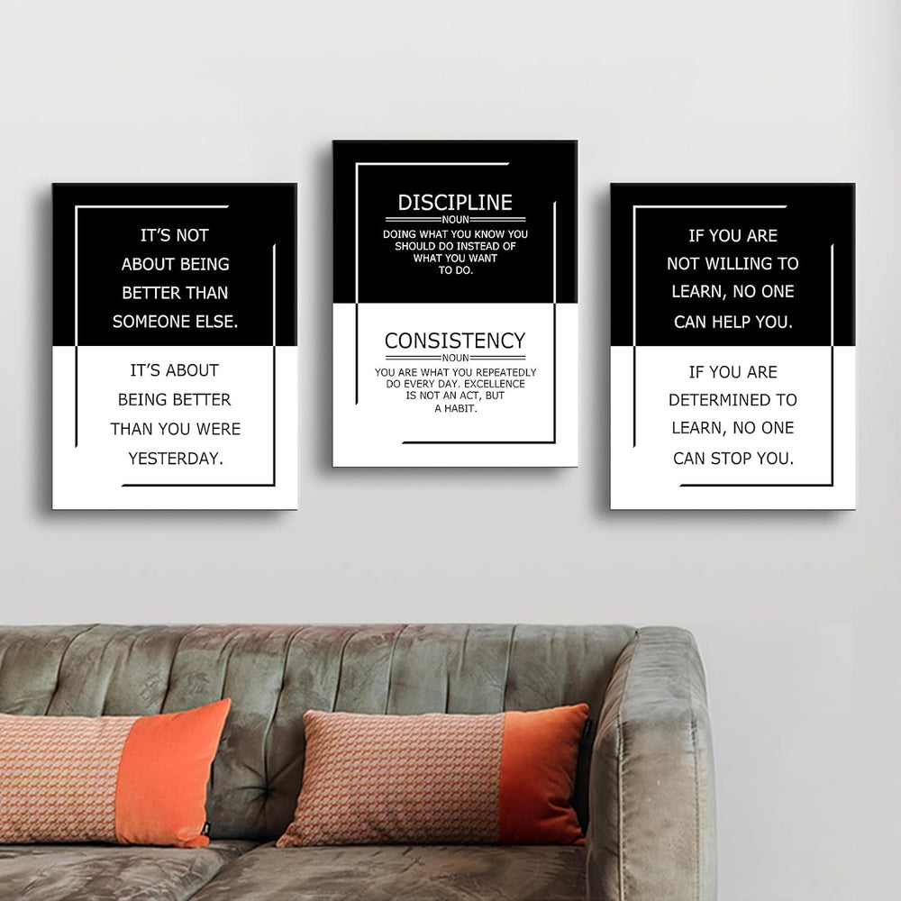 YSPCSUN Growth Discipline Learning 3 Piece Canvas Wall Art Office Decor