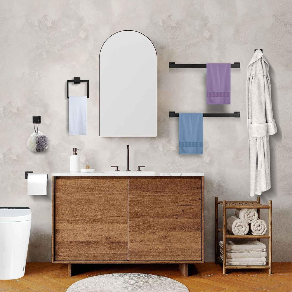 10-Piece Matte Black Bathroom Hardware Accessories Set Black Towel Bar Set To...