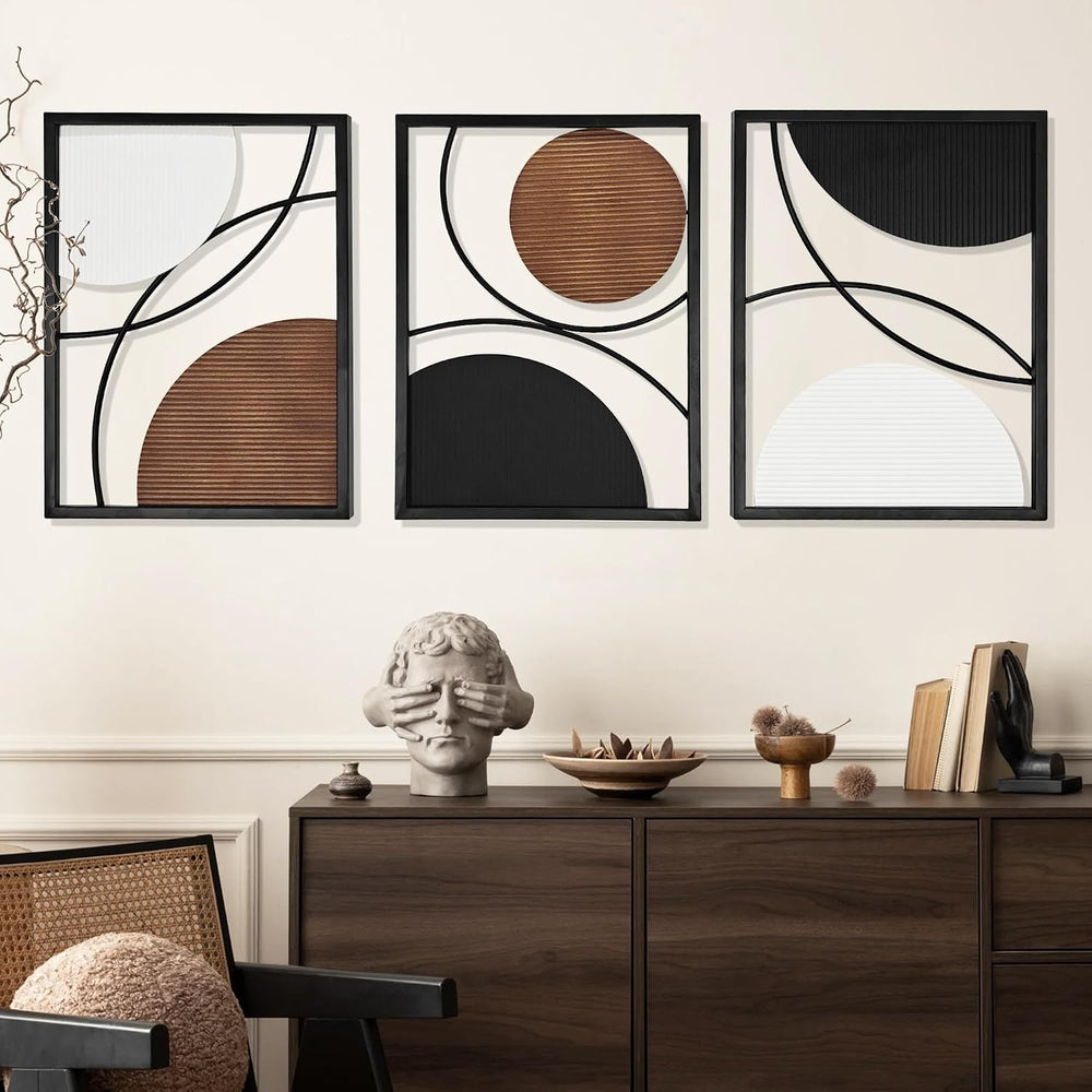 Oakrain 3 Pack Metal Wall Art, Abstract Minimalist Modern Wall Decor for Livi...