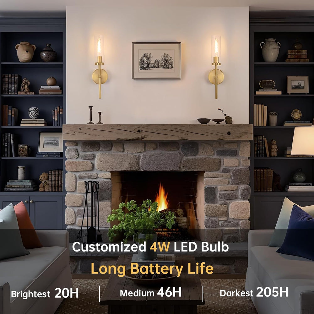 Shenmoyl Set of 2 Battery Operated Wall Sconce with 3 Color Temperatures &amp...