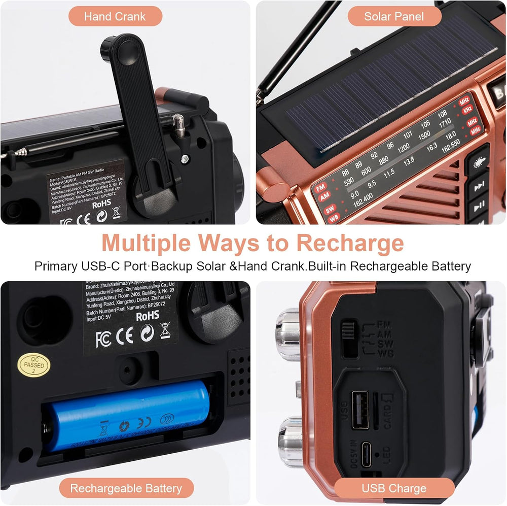 Hand Crank Emergency Weather Radio with 2600mAh/9620mWh Power Bank, NOAA AM F...